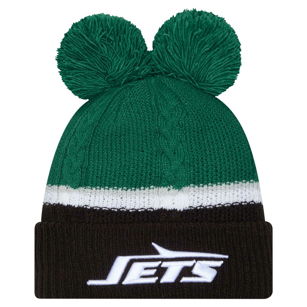 New York Jets New Era Women's Double Bubble Cuffed Knit Hat with Poms - Green - NFL