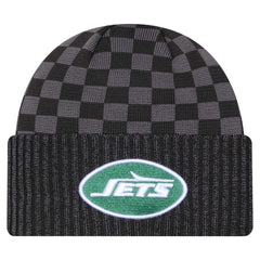 New York Jets New Era Checkered Cuffed Knit Hat - Black - NFL