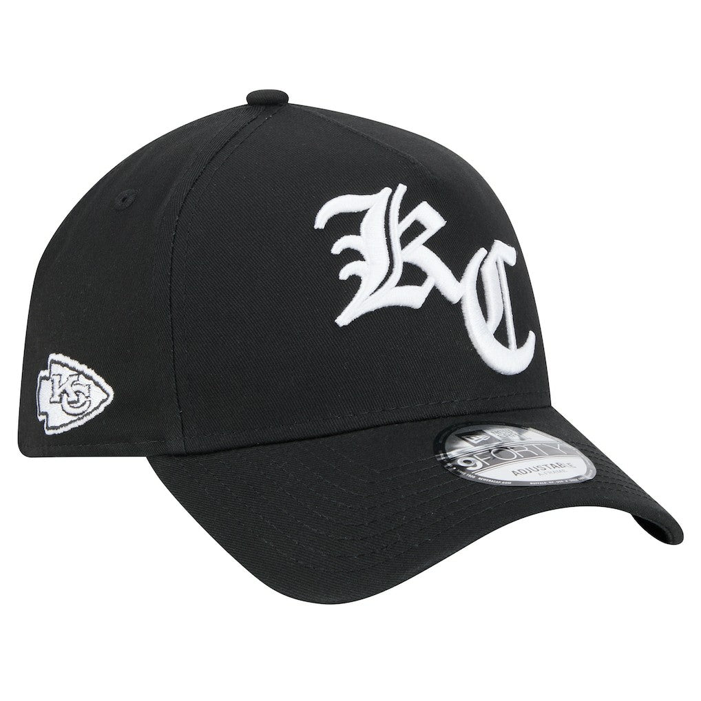 Kansas City Chiefs New Era Mystic 9FORTY A-Frame Adjustable Hat - Black - NFL