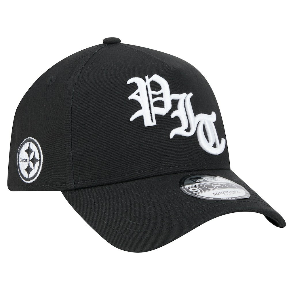 Pittsburgh Steelers New Era Mystic 9FORTY A-Frame Adjustable Hat - Black - NFL