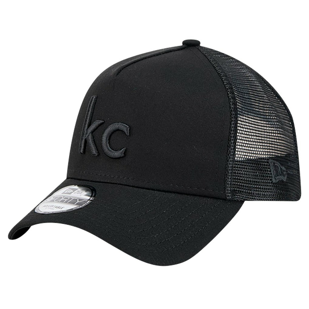Kansas City Chiefs New Era Domain 9FORTY A-Frame Trucker Adjustable Hat - Black - NFL