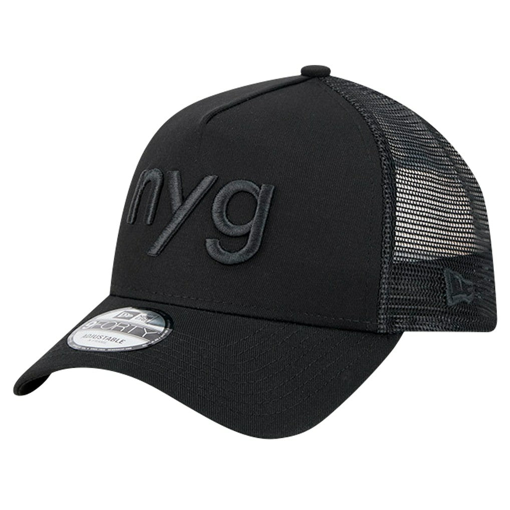 New York Giants New Era Domain 9FORTY A-Frame Trucker Adjustable Hat - Black - NFL
