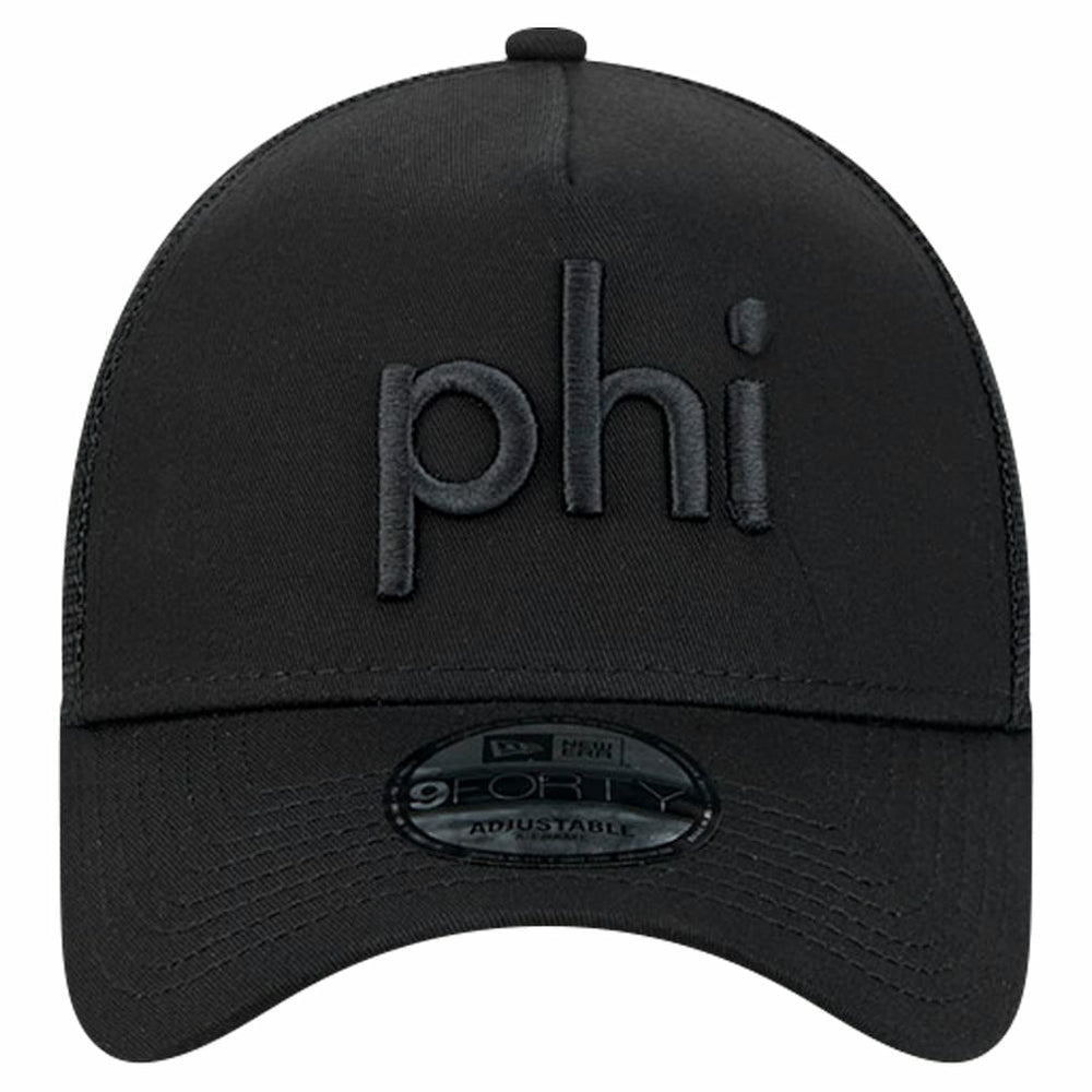 Philadelphia Eagles New Era Domain 9FORTY A-Frame Trucker Adjustable Hat - Black - NFL