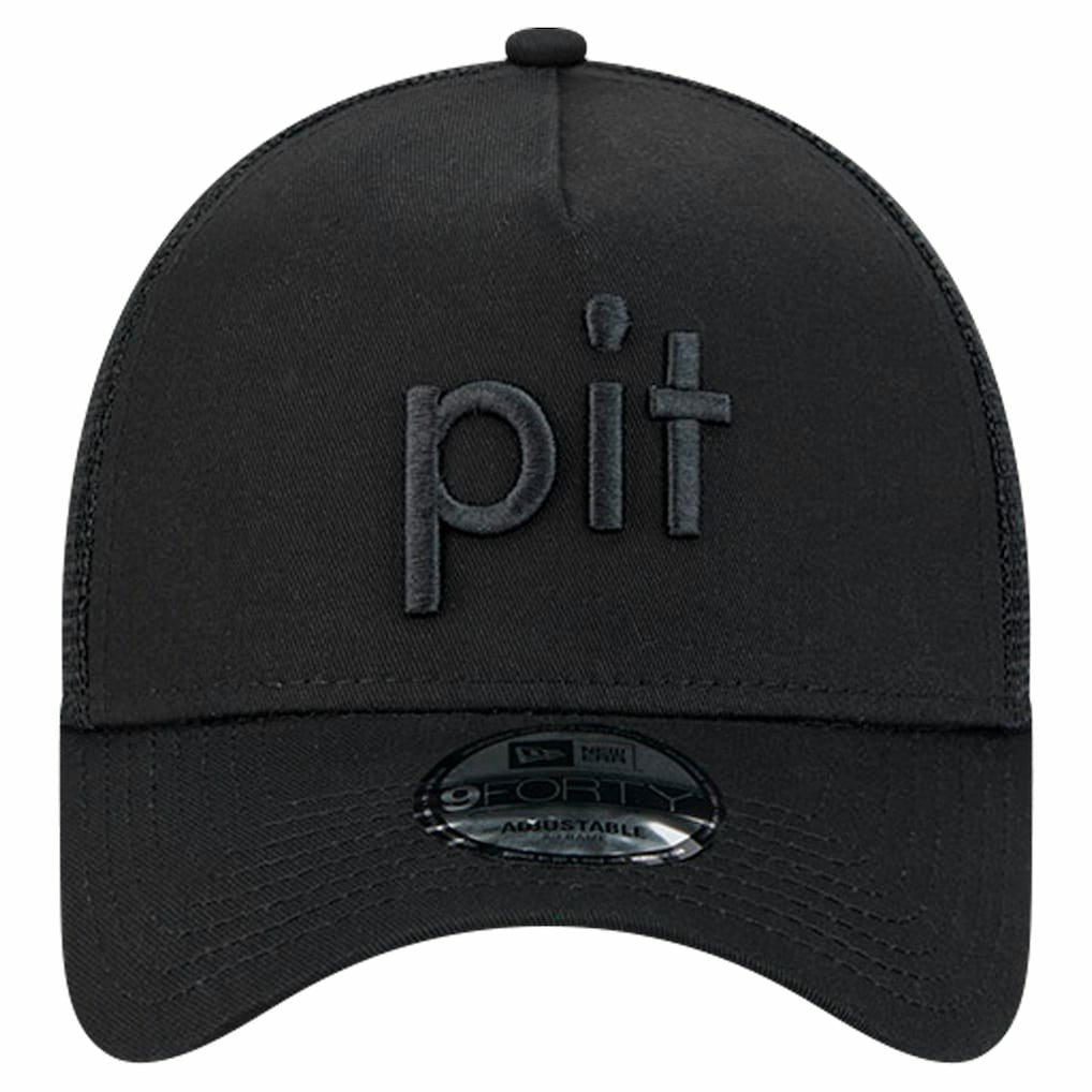 Pittsburgh Steelers New Era Domain 9FORTY A-Frame Trucker Adjustable Hat - Black - NFL