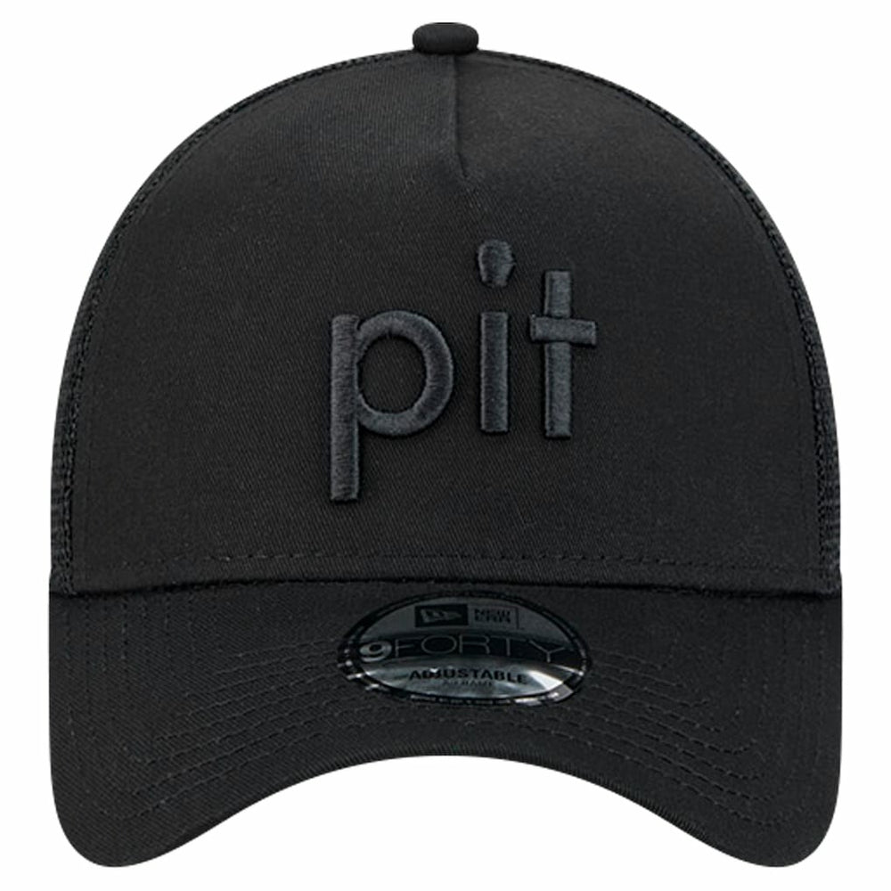 Pittsburgh Steelers New Era Domain 9FORTY A-Frame Trucker Adjustable Hat - Black - NFL