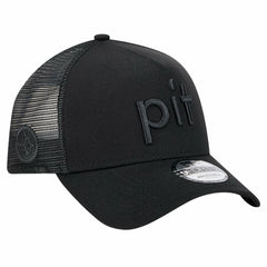 Pittsburgh Steelers New Era Domain 9FORTY A-Frame Trucker Adjustable Hat - Black - NFL