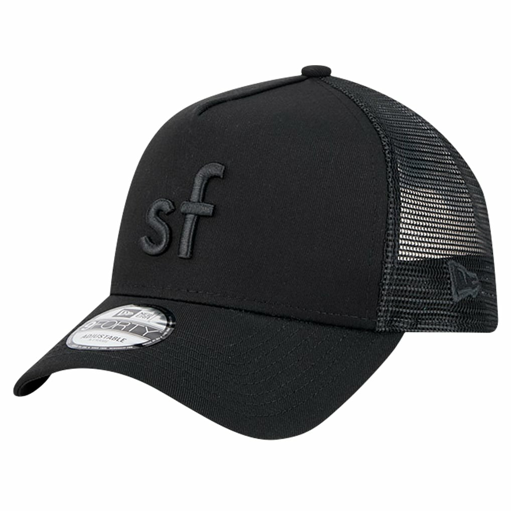 San Francisco 49ers New Era Domain 9FORTY A-Frame Trucker Adjustable Hat - Black - NFL