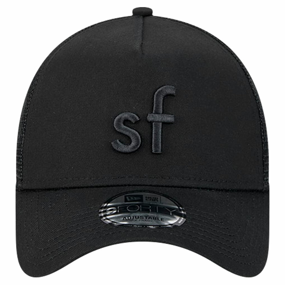 San Francisco 49ers New Era Domain 9FORTY A-Frame Trucker Adjustable Hat - Black - NFL