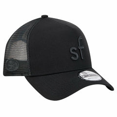San Francisco 49ers New Era Domain 9FORTY A-Frame Trucker Adjustable Hat - Black - NFL