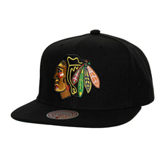 Chicago Blackhawks Mitchell & Ness Core Top Spot Snapback Hat - Black | NHL on sale