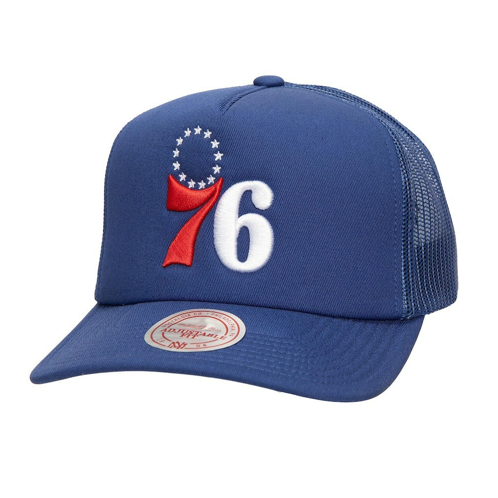 Mitchell & Ness Philadelphia 76ers Core Evergreen OTC Trucker Adjustable Hat Royal