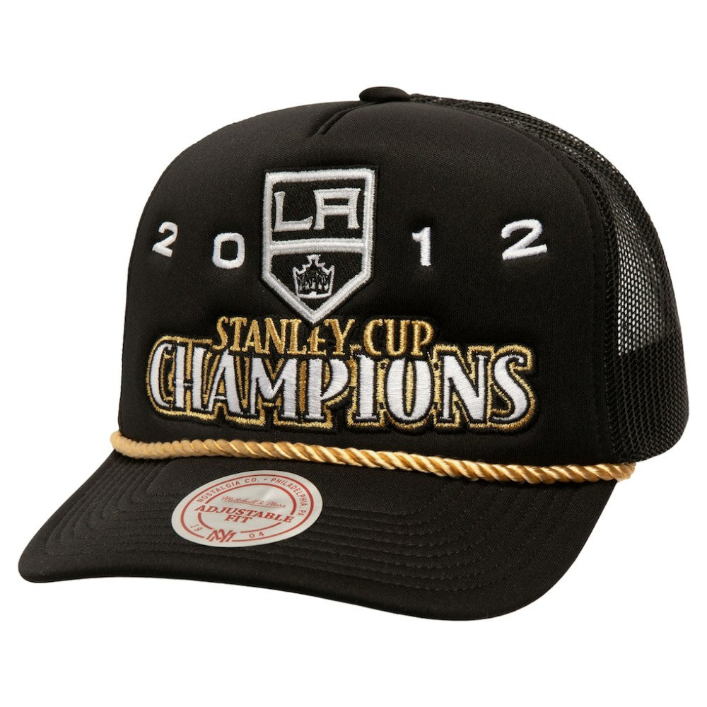 Los Angeles Kings Mitchell & Ness SOUL Collection Golden Stanley Cup Champions Trucker Adjustable Hat - Black | NHL Clearance