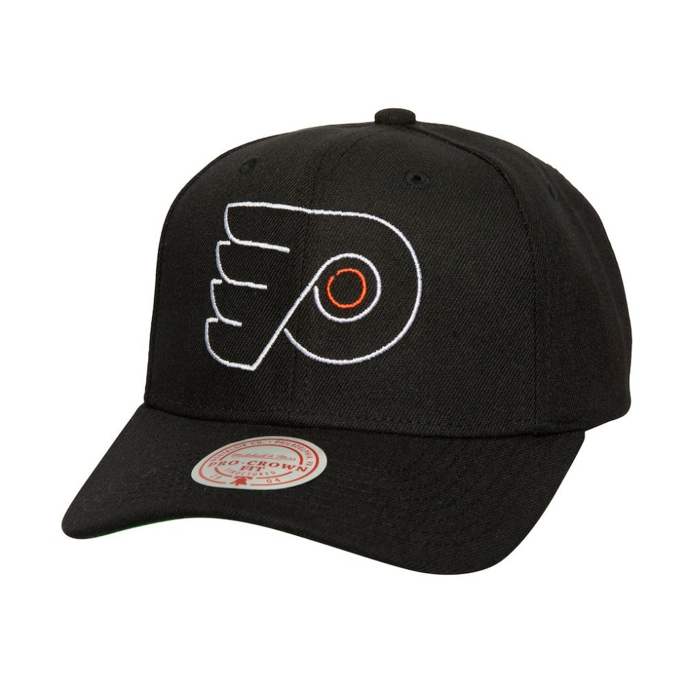 Philadelphia Flyers Mitchell & Ness Soul Strike Neon Logo Pro Crown Adjustable Hat - Black | NHL Clearance