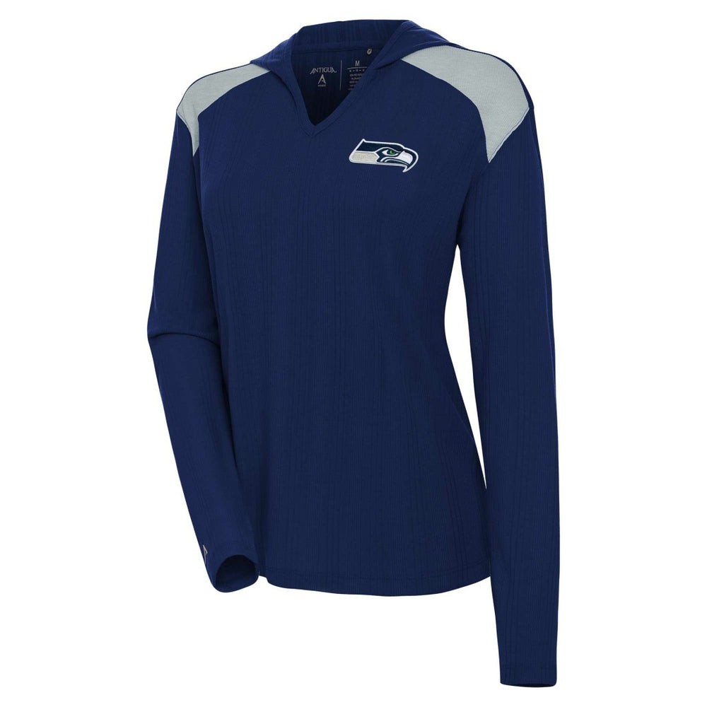 Seattle Seahawks Antigua Women's Opulent Long Sleeve Hoodie T-Shirt - College Navy - NFL