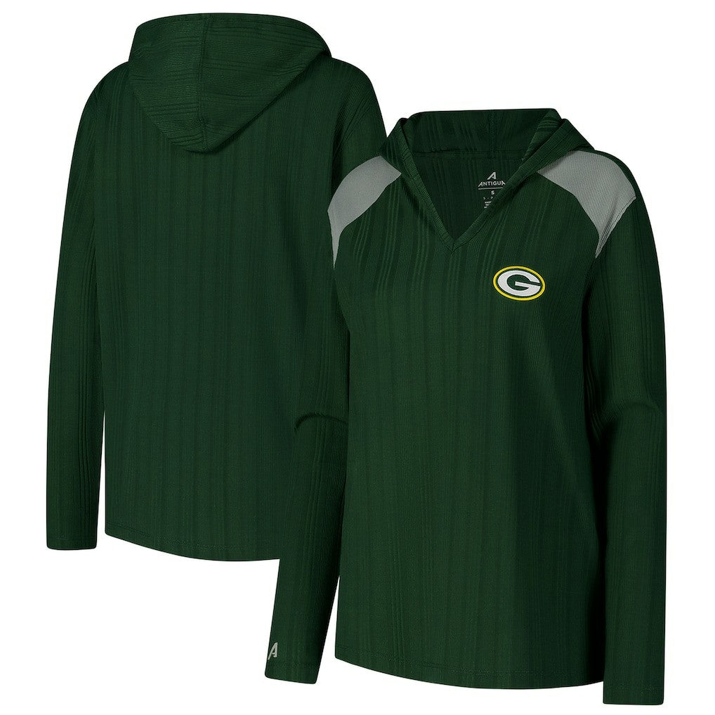 Green Bay Packers Antigua Women's Opulent Long Sleeve Hoodie T-Shirt - Green - NFL