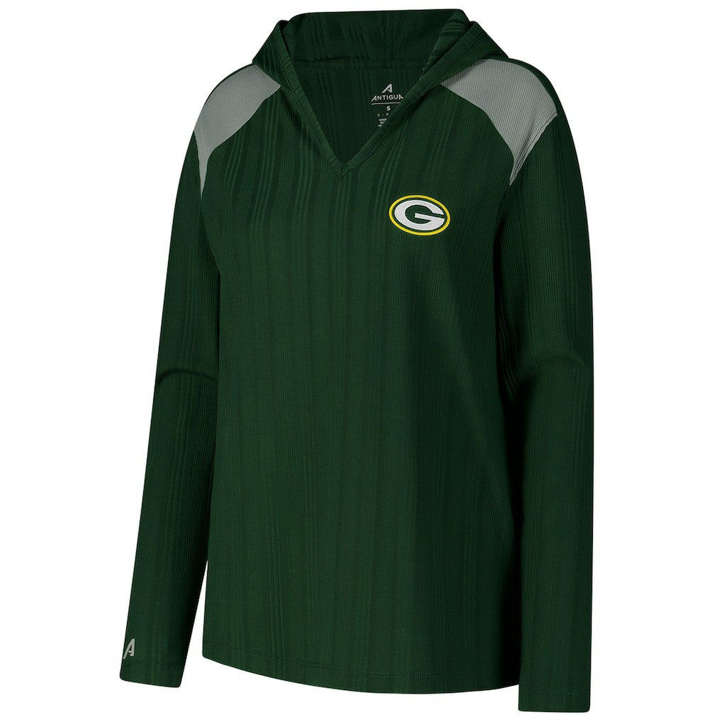 Green Bay Packers Antigua Women's Opulent Long Sleeve Hoodie T-Shirt - Green - NFL