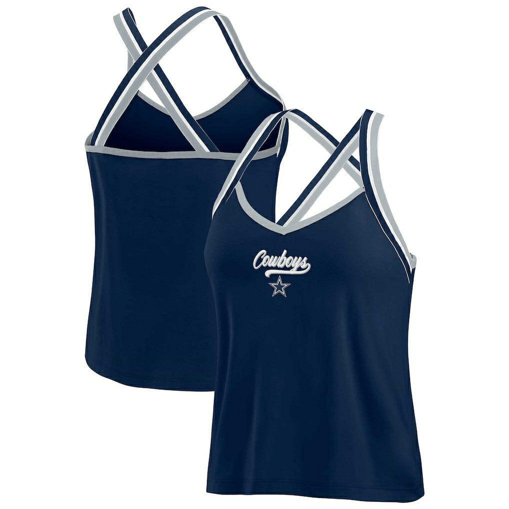Dallas Cowboys WEAR by Erin Andrews Women's Cross Strap Tri-Blend Tank Top - Navy - NFL