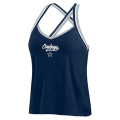 Dallas Cowboys WEAR by Erin Andrews Women's Cross Strap Tri-Blend Tank Top - Navy - NFL