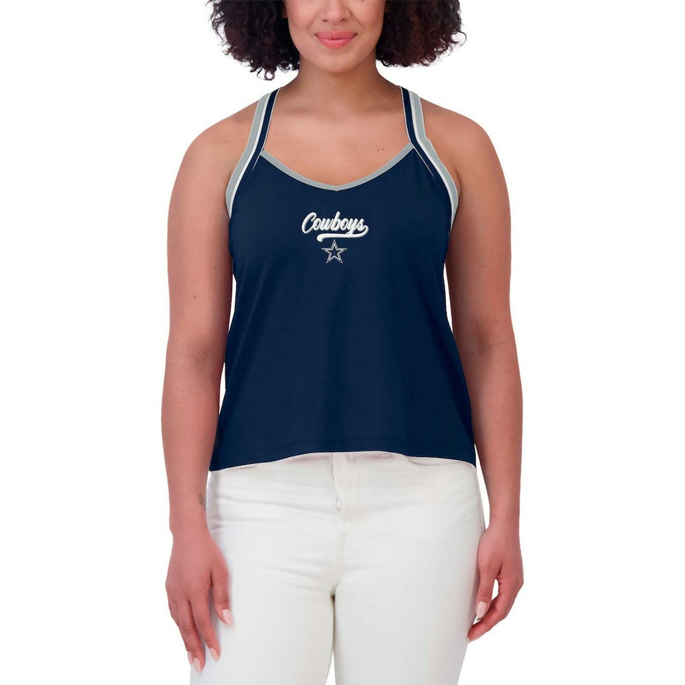Dallas Cowboys WEAR by Erin Andrews Women's Cross Strap Tri-Blend Tank Top - Navy - NFL