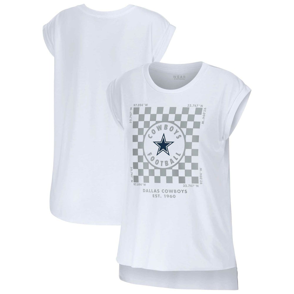 Dallas Cowboys WEAR by Erin Andrews Women's Checker Muscle Tank Top - White - NFL