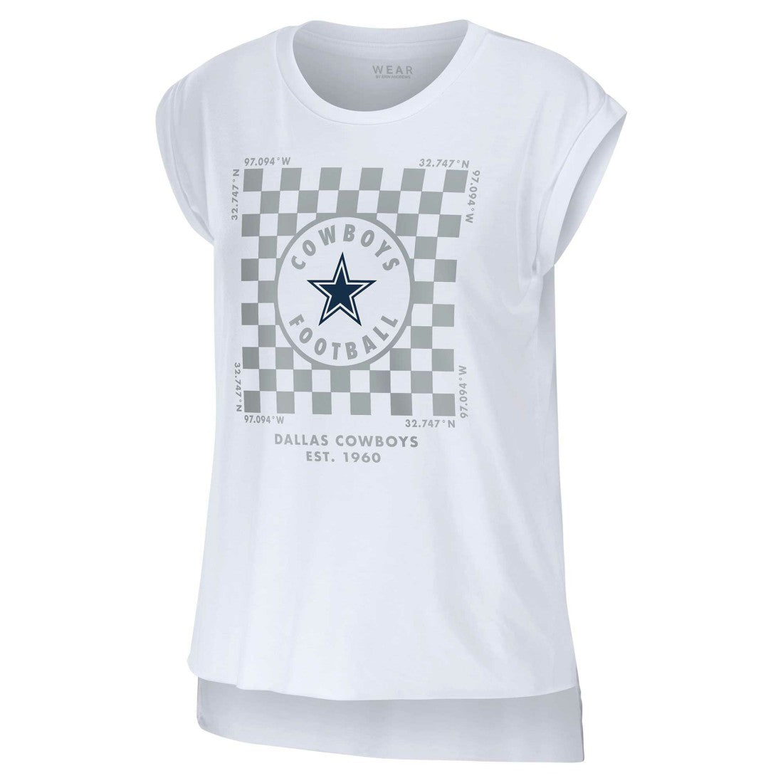 Dallas Cowboys WEAR by Erin Andrews Women's Checker Muscle Tank Top - White - NFL