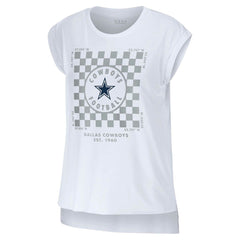 Dallas Cowboys WEAR by Erin Andrews Women's Checker Muscle Tank Top - White - NFL