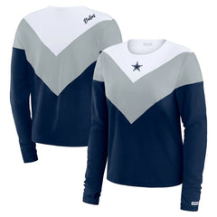 Dallas Cowboys WEAR by Erin Andrews Women's Plus Size Chevron Tri-Blend Long Sleeve T-Shirt - Navy - NFL