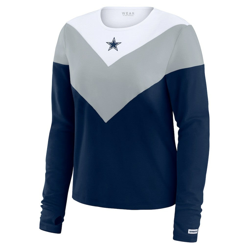 Dallas Cowboys WEAR by Erin Andrews Women's Plus Size Chevron Tri-Blend Long Sleeve T-Shirt - Navy - NFL