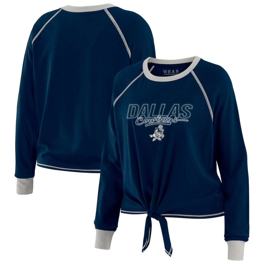 Dallas Cowboys WEAR by Erin Andrews Women's Tie-Front Long Sleeve T-Shirt - Navy - NFL
