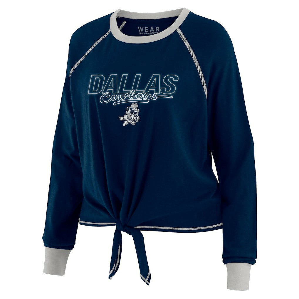 Dallas Cowboys WEAR by Erin Andrews Women's Tie-Front Long Sleeve T-Shirt - Navy - NFL