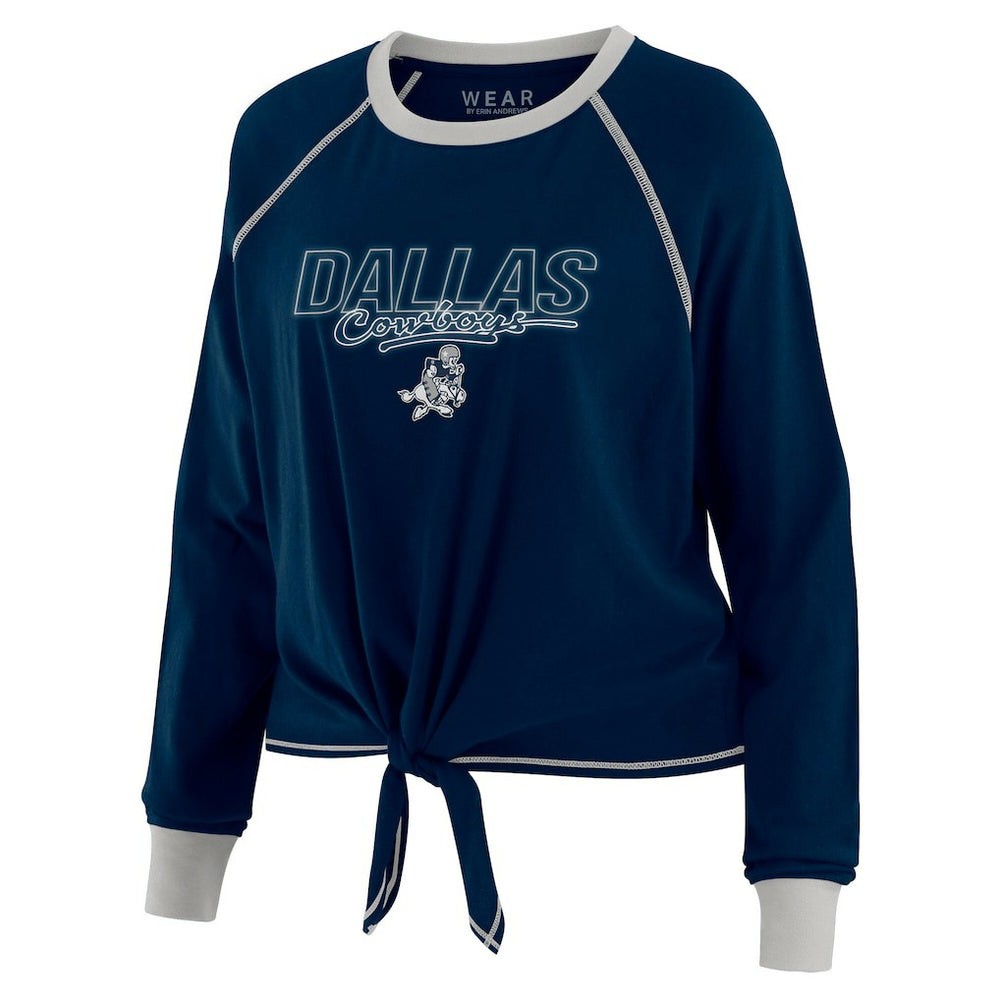Dallas Cowboys WEAR by Erin Andrews Women's Tie-Front Long Sleeve T-Shirt - Navy - NFL