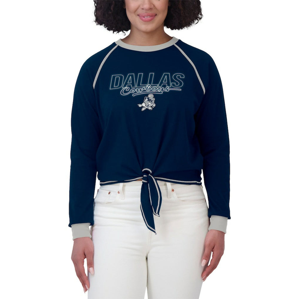 Dallas Cowboys WEAR by Erin Andrews Women's Tie-Front Long Sleeve T-Shirt - Navy - NFL