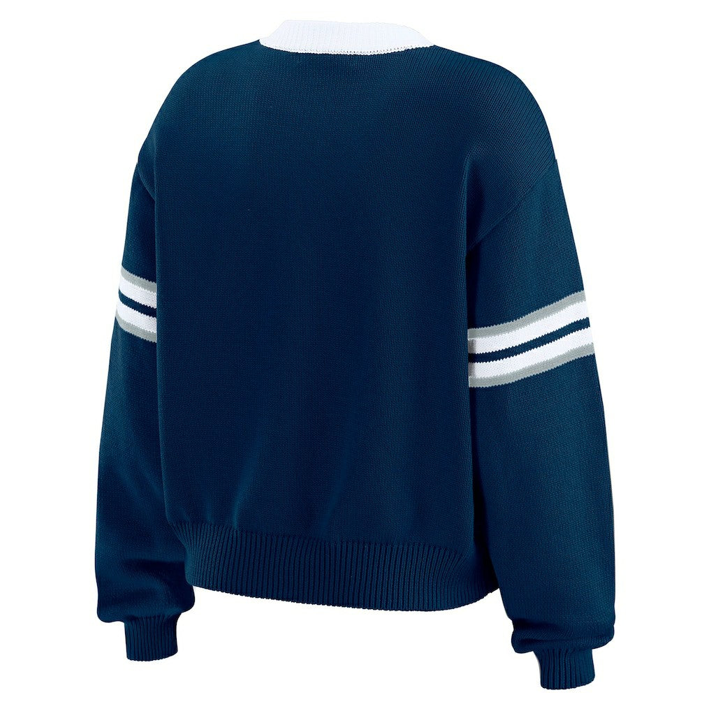 Dallas Cowboys WEAR by Erin Andrews Women's Lace-Up Sweater - Navy - NFL