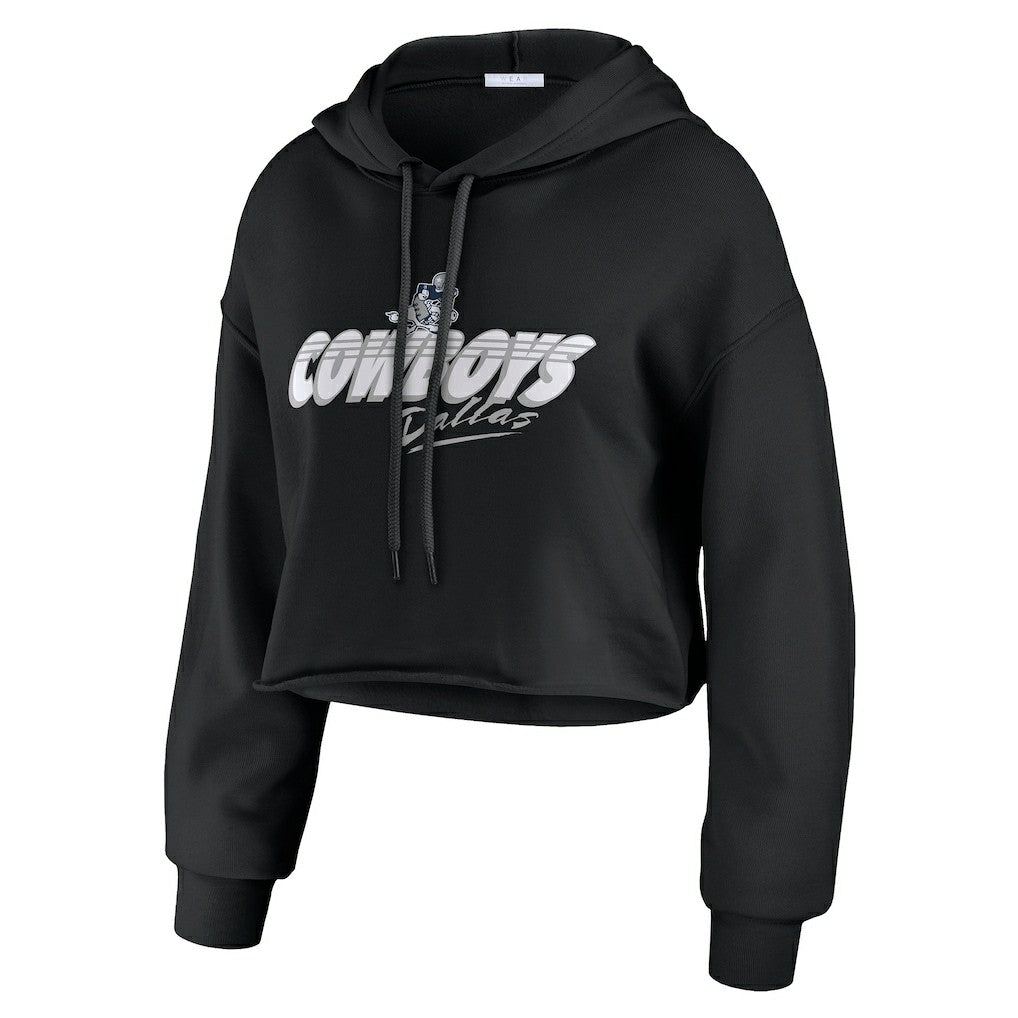 Dallas Cowboys WEAR by Erin Andrews Women's Prime Cropped Pullover Hoodie - Black - NFL