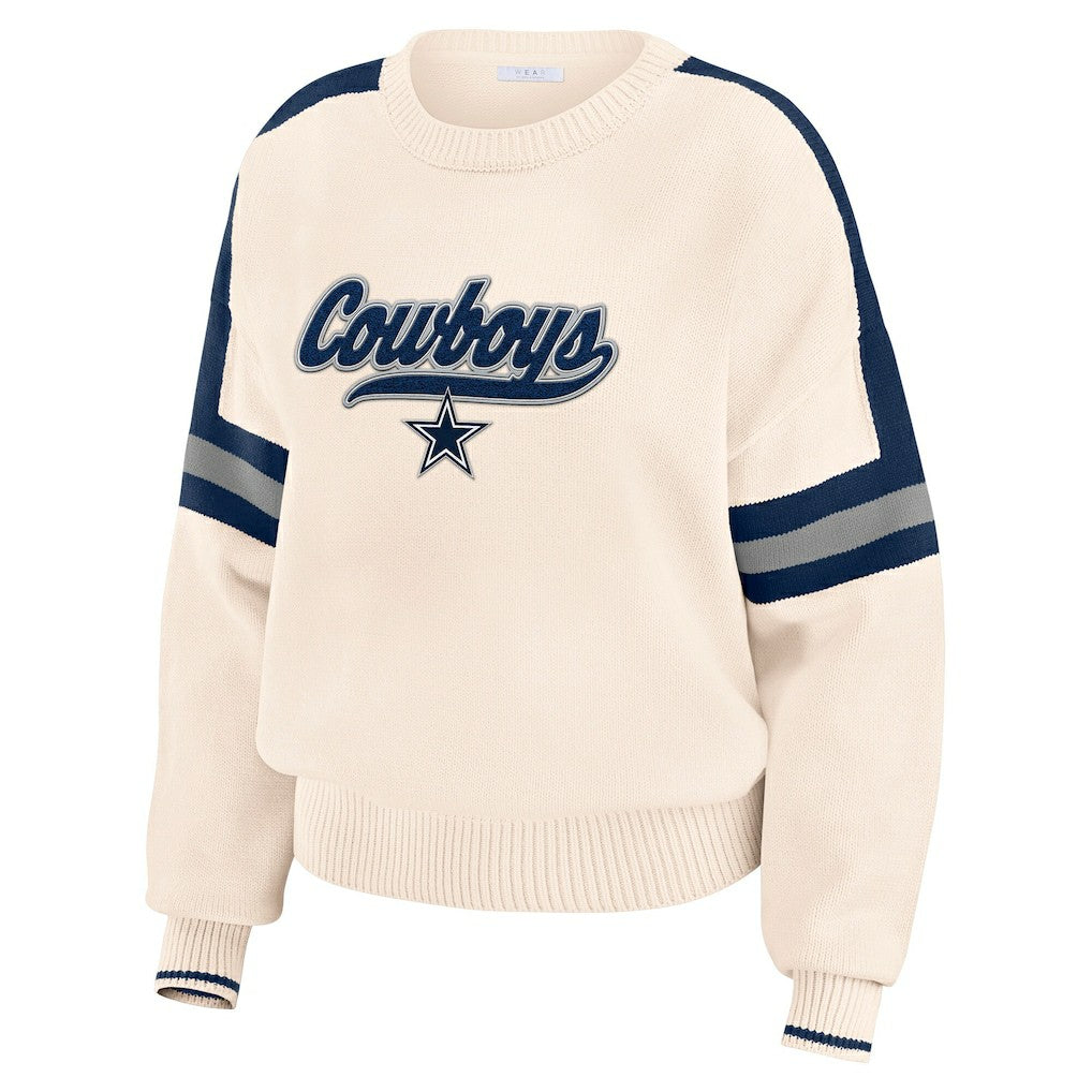 Dallas Cowboys WEAR by Erin Andrews Women's Stripe Pullover Sweater - Cream - NFL