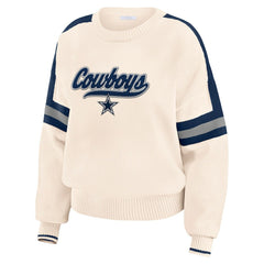 Dallas Cowboys WEAR by Erin Andrews Women's Stripe Pullover Sweater - Cream - NFL
