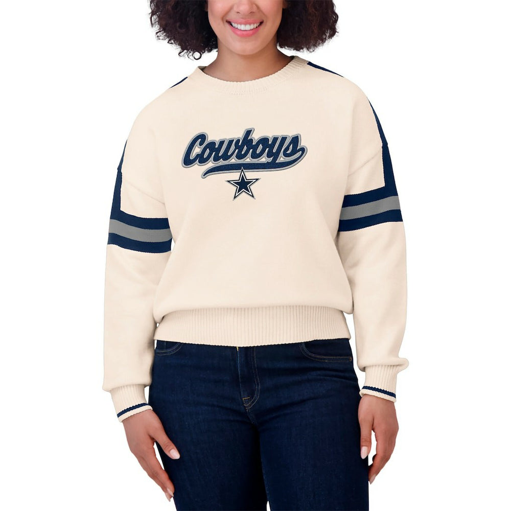 Dallas Cowboys WEAR by Erin Andrews Women's Stripe Pullover Sweater - Cream - NFL