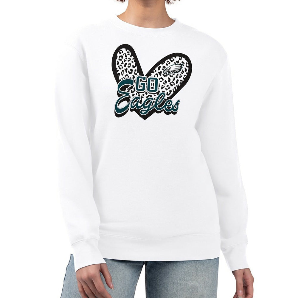 Philadelphia Eagles G-III 4Her by Carl Banks Women's Leopard Heart Pullover Sweatshirt - White - NFL