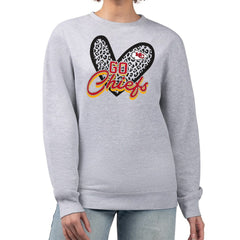Kansas City Chiefs G-III 4Her by Carl Banks Women's Leopard Heart Pullover Sweatshirt - Heather Gray - NFL