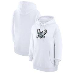 Philadelphia Eagles G-III 4Her by Carl Banks Women's Animal Print Heart Team Graphic Fleece Tri-Blend Pullover Hoodie - White - NFL