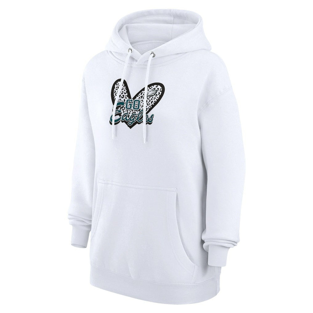 Philadelphia Eagles G-III 4Her by Carl Banks Women's Animal Print Heart Team Graphic Fleece Tri-Blend Pullover Hoodie - White - NFL