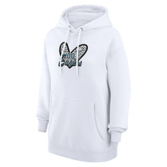 Philadelphia Eagles G-III 4Her by Carl Banks Women's Animal Print Heart Team Graphic Fleece Tri-Blend Pullover Hoodie - White - NFL