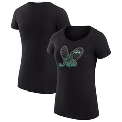New York Jets G-III 4Her by Carl Banks Women's Super-Slim Fit Lightweight Animal Print Heart T-Shirt - Black - NFL