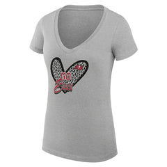Tampa Bay Buccaneers G-III 4Her by Carl Banks Women's Super-Slim Fit Lightweight Leopard Heart V-Neck T-Shirt - Heather Gray - NFL