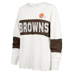 Cleveland Browns '47 Women's Clubhouse Pride Taylor Long Sleeve T-Shirt - Cream - 47 brand