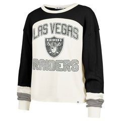 Las Vegas Raiders '47 Women's Double Header Curve Raglan Long Sleeve Crop Top - Cream - 47 brand