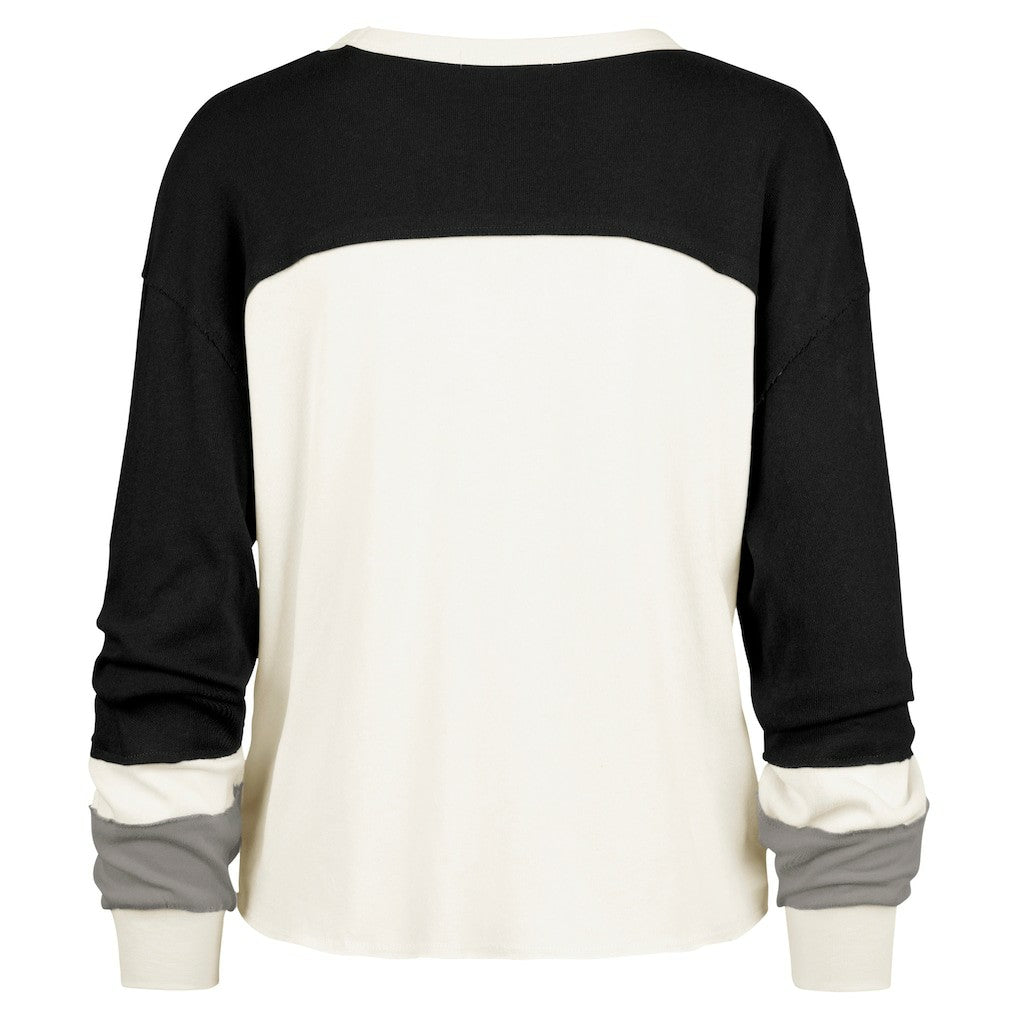 Las Vegas Raiders '47 Women's Double Header Curve Raglan Long Sleeve Crop Top - Cream - 47 brand