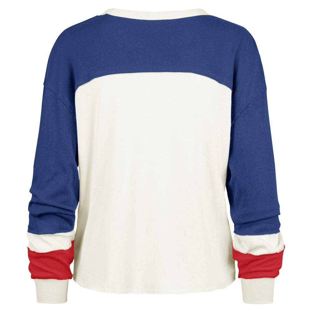 New York Giants '47 Women's Double Header Curve Raglan Long Sleeve Crop Top - Cream - 47 brand