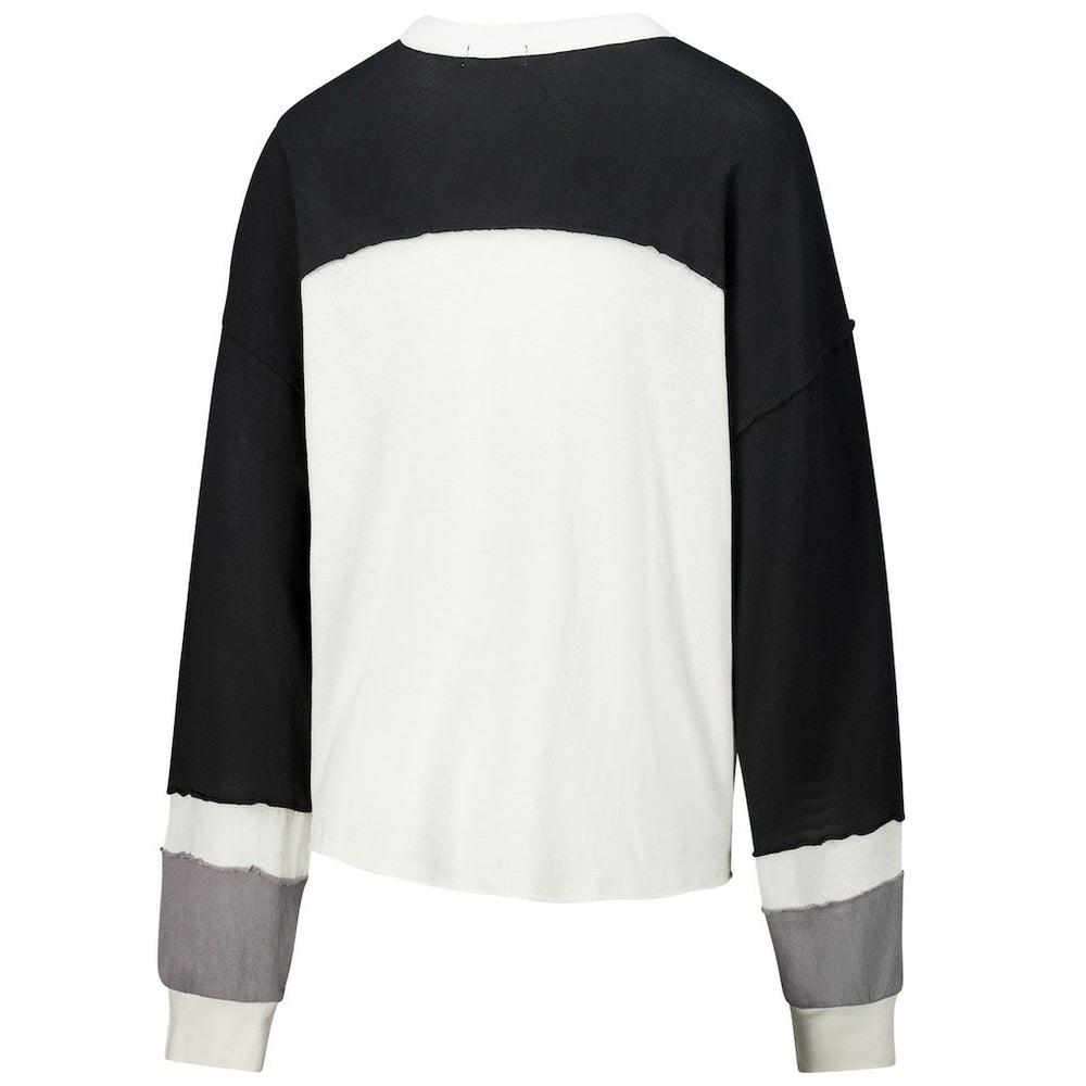 Jacksonville Jaguars '47 Women's Double Header Curve Raglan Long Sleeve Crop Top - Cream - 47 brand