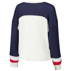 Houston Texans '47 Women's Double Header Curve Raglan Long Sleeve Crop Top - Cream - 47 brand